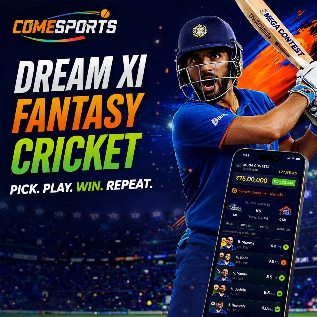 Come Sport Hub Dream XI fantasy cricket ad visual